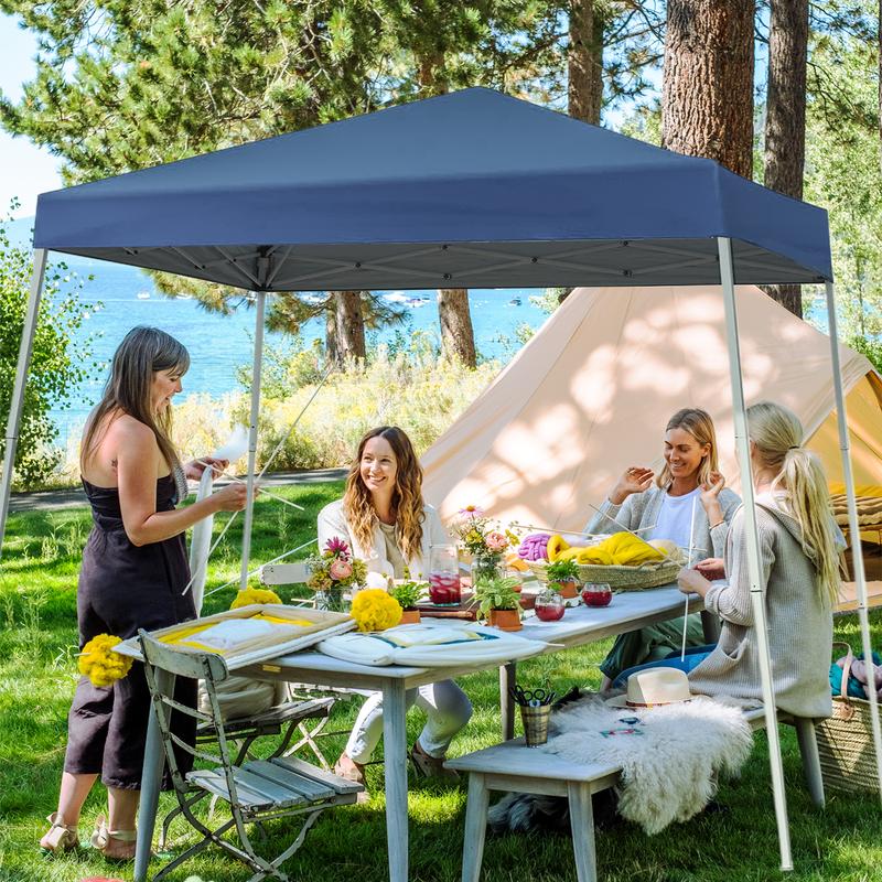 Grezone Pop Up Canopy Tent,11 x 11 ft,250 D PU Silver Coated Tarp with Portable Bag,Waterproof and Sun Shelter Gazebo for Outdoor Party,Camping,Commercial Events Rainwater Slides Off,Uv Protection