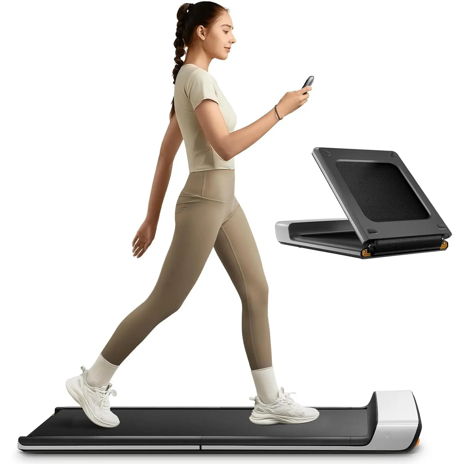 Folding Treadmill, Ultra Slim Foldable Treadmill Smart Fold Walking Pad Portable Walking/Jogging Machine with App & Remote Control