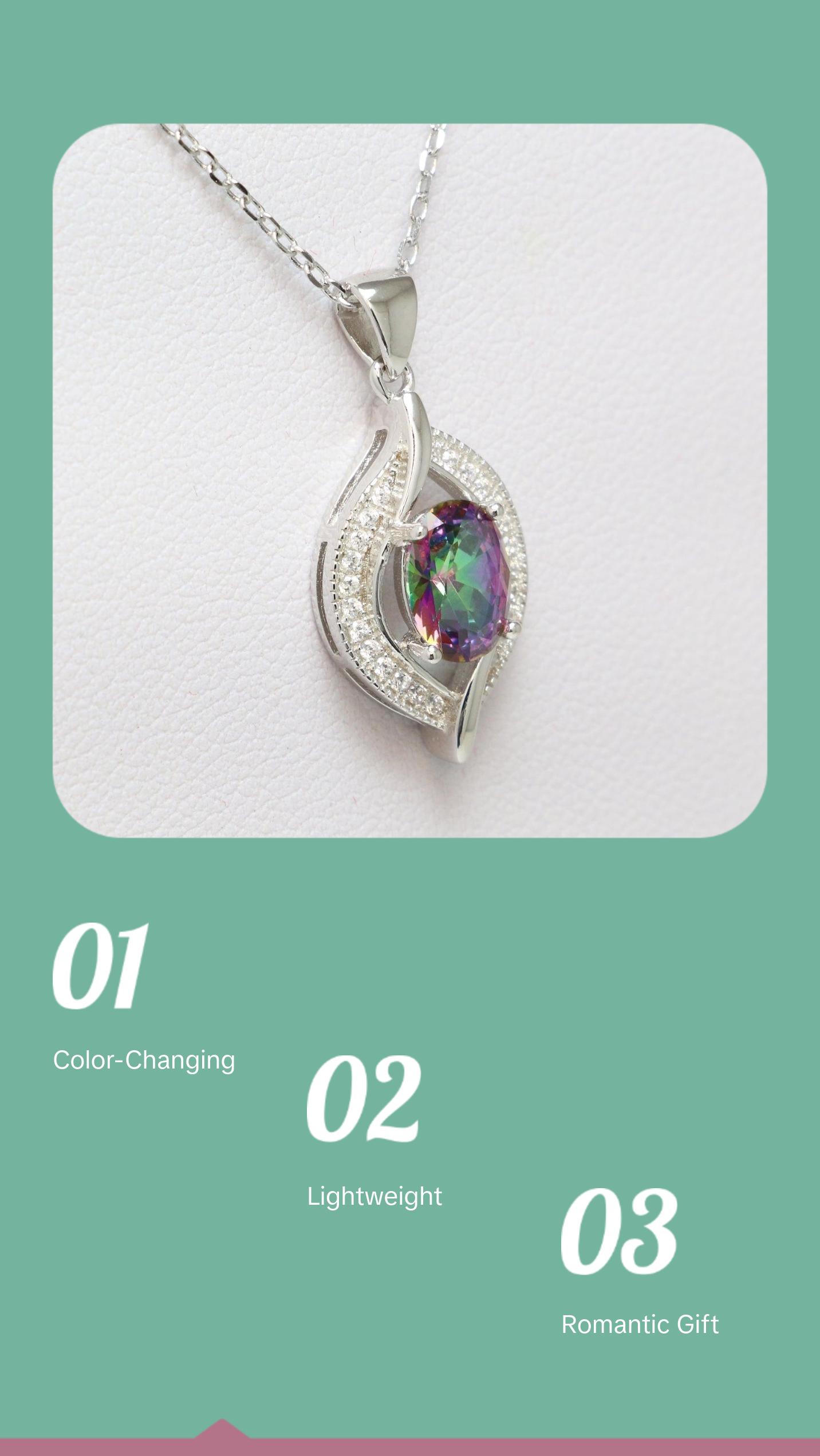 925 Sterling Silver Mystic Topaz Pendant Necklace 925 Sterling Silver Mystic Topaz Pendant Necklace