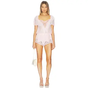 For Love & Lemons Grace Romper in Light Pink