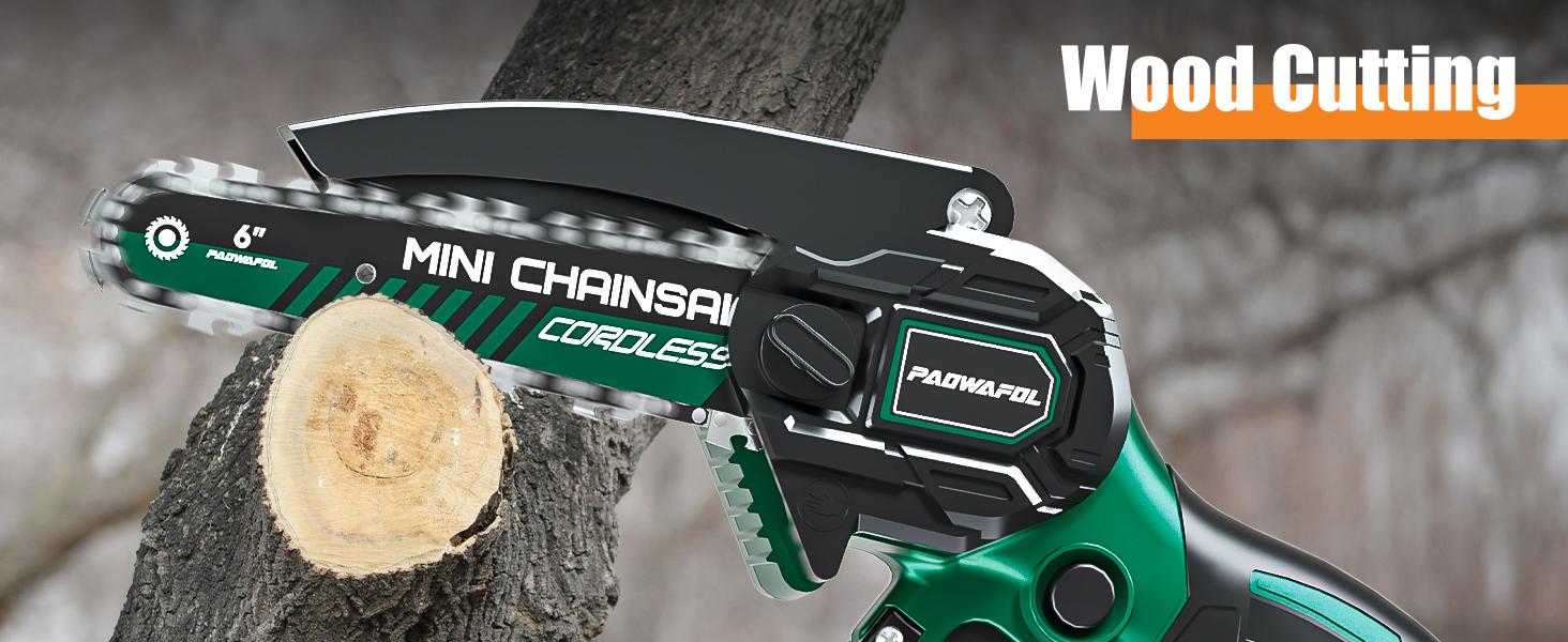 PAOWAFOL Mini Chainsaw 6-Inch Compact Handheld Electric Chain Saw with 2 Batteries Security Lock for Efficient Wood Cutting, Tree Trimming, and Pruning - Gift for husband,dad,father,men-Homeowners, Gardeners, and DIY Enthusiasts PAOWAFOL Mini Chainsaw 6-Inch Compact Handheld Electric Chain Saw with 2 Batteries Security Lock for Efficient Wood Cutting, Tree Trimming, and Pruning - Gift for husband,dad,father,men-Homeowners, Gardeners, and DIY Enthusiasts