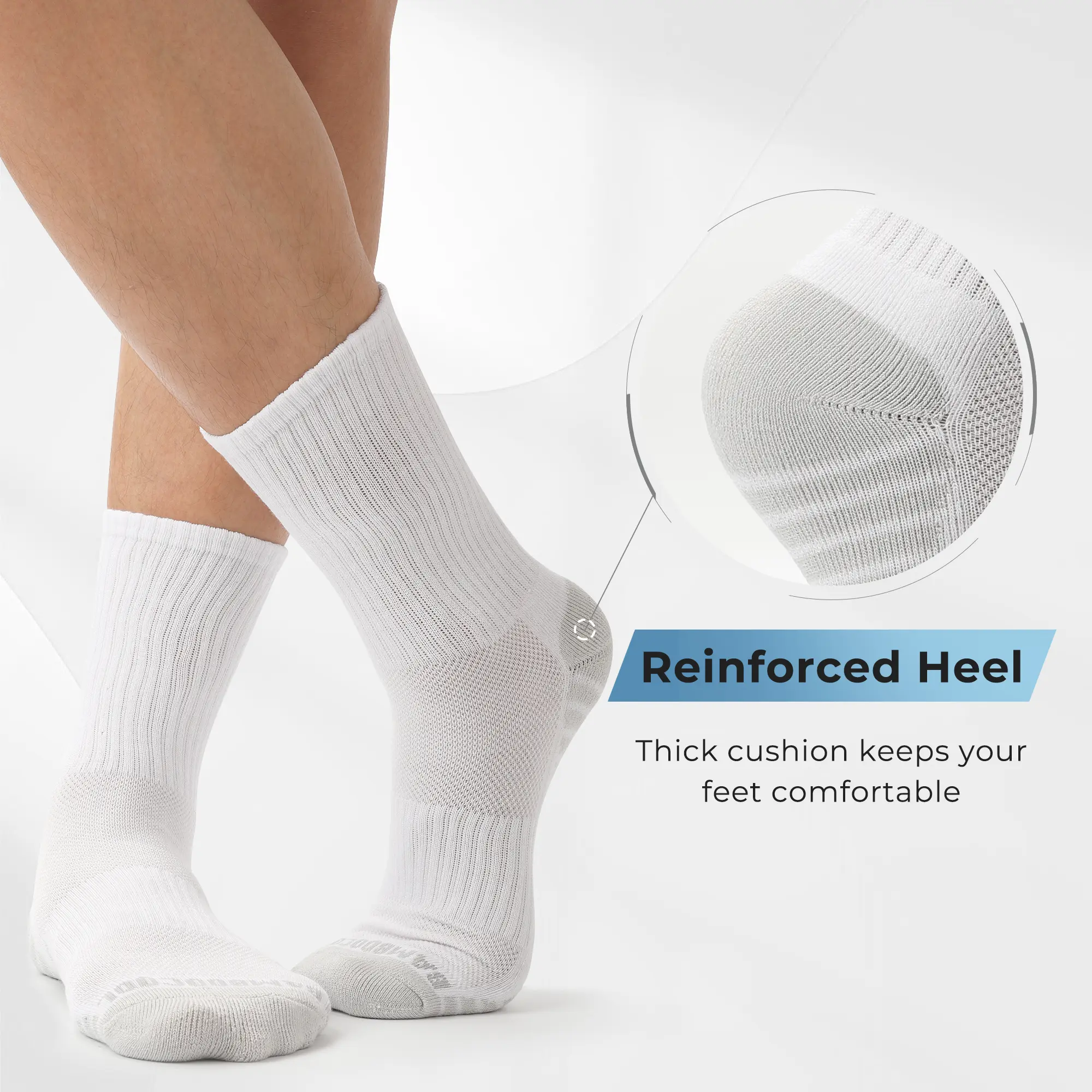 BAMBOO COOL Men's Anti-Fatigue Packaged Mid-Calf Crew Socks, 6-Pack Athletic Socks with Reinforced Heel, Cushioned Sole, Moisture-Wicking, Breathable Arch Support for Running, Anti-Fatigue Mid-Calf Socks, Packaged Mid-Calf Socks