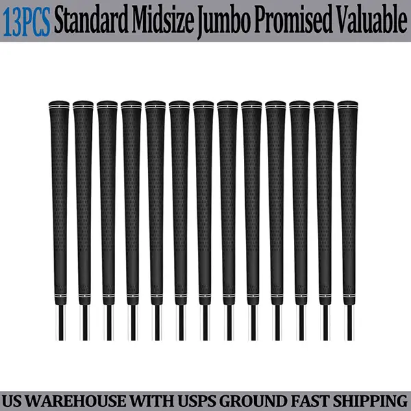 13-Piece Complete Golf Club Grips Set, 60R Round Core Natural Rubber Non-Slip Essential Accessory, Available in Standard-Midsize-Jumbo Equipment Sizes, Essential Golf Accessory, Golf Accessory