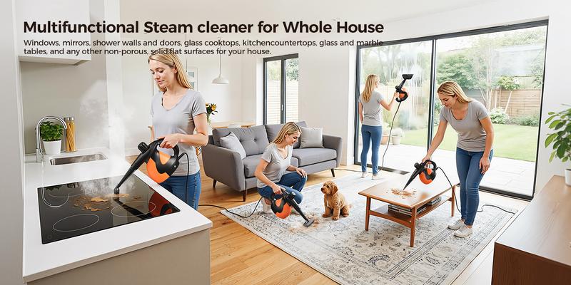Pressurized Handheld Steam Cleaner, Chemical-Free Multi-Surface Steamer with 9 Accessories for Kitchen, Bathroom, Car, Appliances & Home Cleaning
