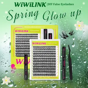 WiWiLINK Muse Universal Lashes, Cluster Lashes C D Curl, DIY Lash Extension Kit and Lash Clusters, 8-14mm with Bond, Seal, and Remover - Ultra-Thin Transparent Bands