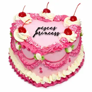 pisces princess Flat Acrylic Cake Topper – 3.5” Mini Size | Ideal for small Heart Cakes, Weddings, Birthdays, Engagements