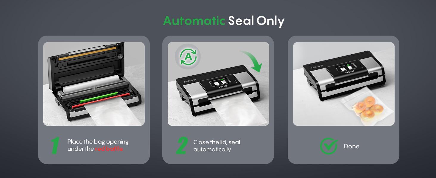 FRESKO AutoMax V8 Heavy Duty Vacuum Sealer Machine, Automatic Food Saver with Dry & Moist Modes, Built-in Cutter & Bag Storage, Includes Bags & Rolls
