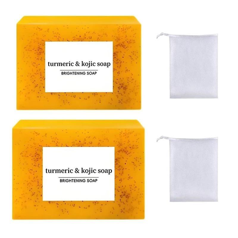 Turmeric & Kojic Soap 3 PCS Set Natural Handmade Brightening Soap Bars for Face & Body Smooth Skin Deep Cleansing for Men & Women