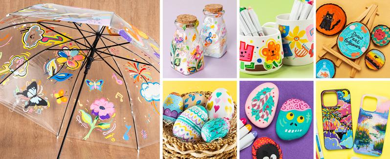 Ohuhu Acrylic Paint Markers Direct Liquid: 48 Pack - Flexible Brush Tip Acrylic Markers High Opacity Paint Pens Waterproof Lightfast for Rock Painting Easter Eggs Wood Glass Ceramic Canvas - Nahuku Series of Ohuhu