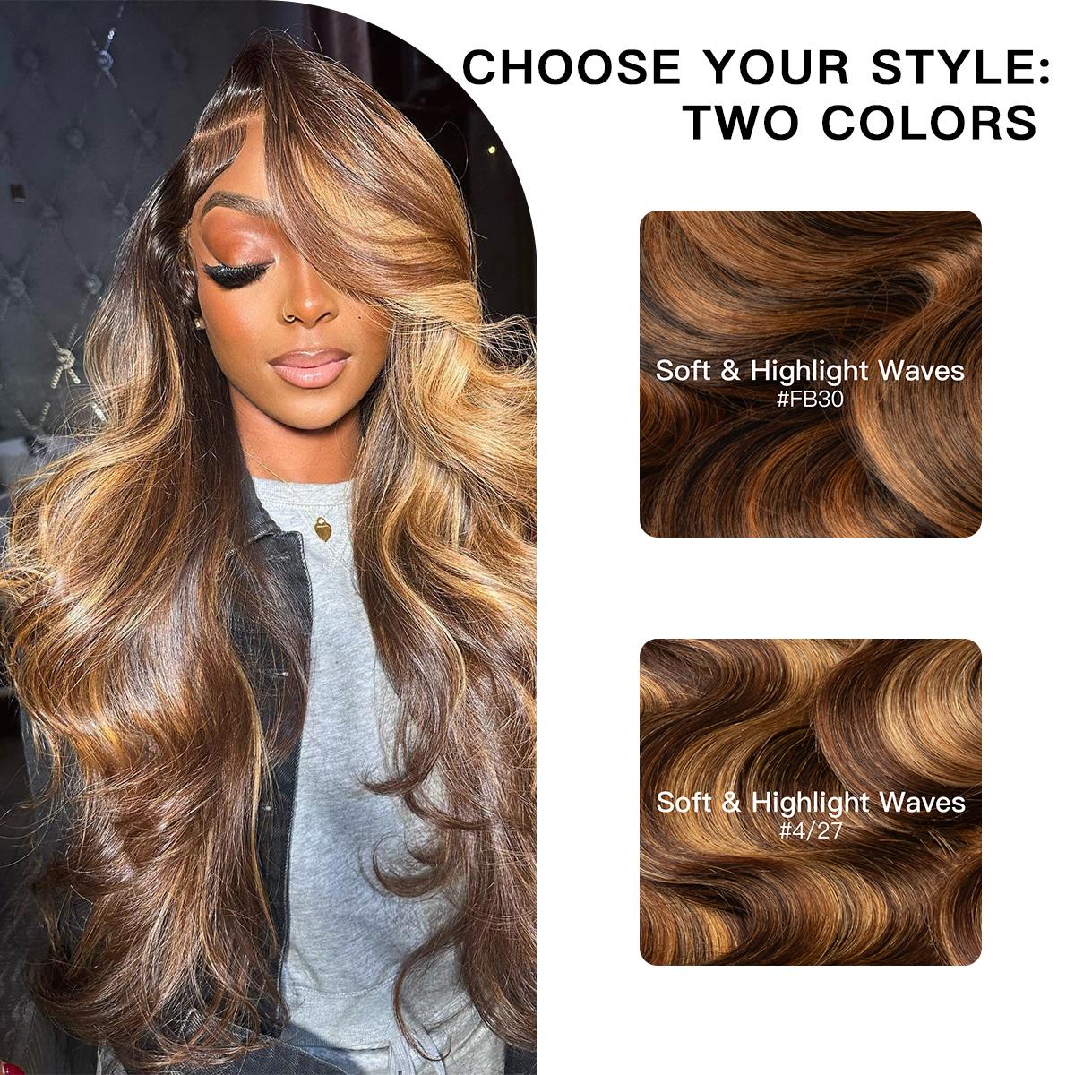 [Wequeen] Upgrade 2x6 Pre-colored Brown Highlight Body Wave Transparent Lace Closure Human Hair