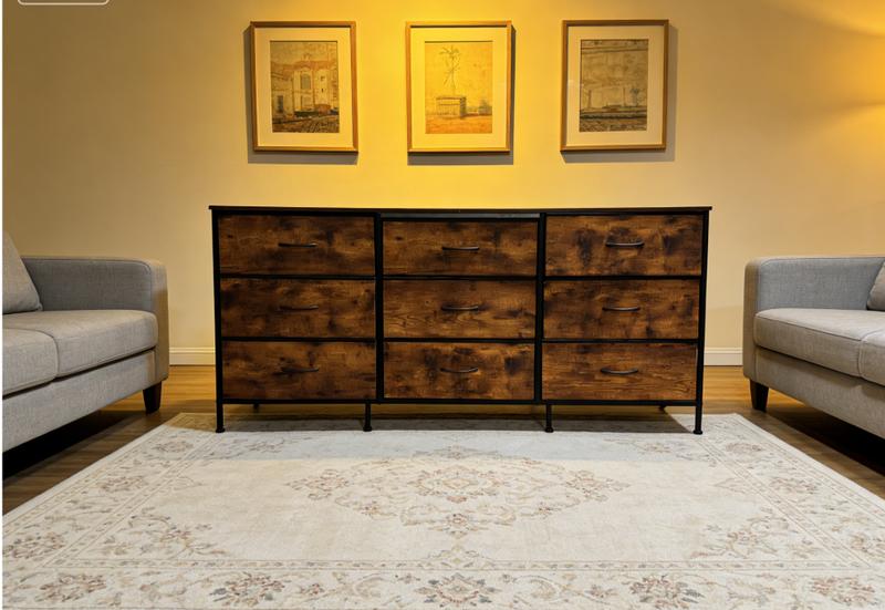 9-Drawer TV Stand ZH-DS11, Iron Frame + Particle Board + Non-Woven Fabric Drawers, 78 x 46.5 x 25.5 cm, Black, 19 kg/41.89 lb