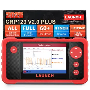 Launch CRP123 V2.0 Plus 2026 OBD2 Scanner Full System Car Diagnostic Tool, 3 Reset Oil Service, Throttle Adaptation, SAS Relearn, Lifetime Free Update