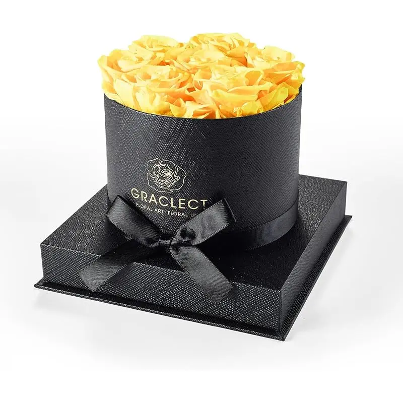 Yellow Roses in Black Box