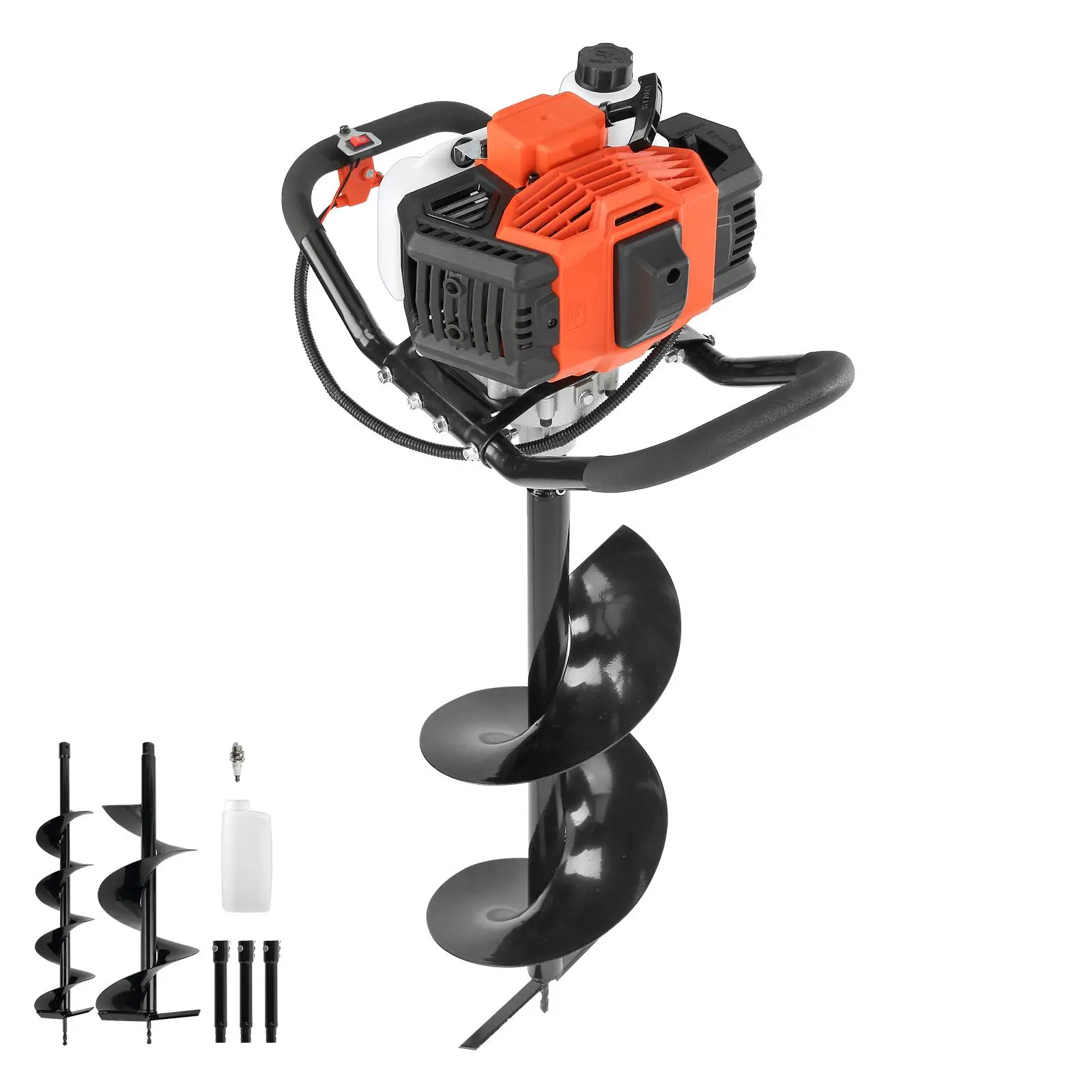【Summerfinds】VEVOR 52cc Gas Powered Post Hole Digger Work Tool - 1450W Heavy-Duty Alloy Steel Earth Auger Kit with 6"/10" Bits, 3 Extension Rods, 3.94ft Pull Start, Thick Handle Foam Grip, EPA Listed for Fence Posts, Tree Planting, Soil Ground Use, Tools,