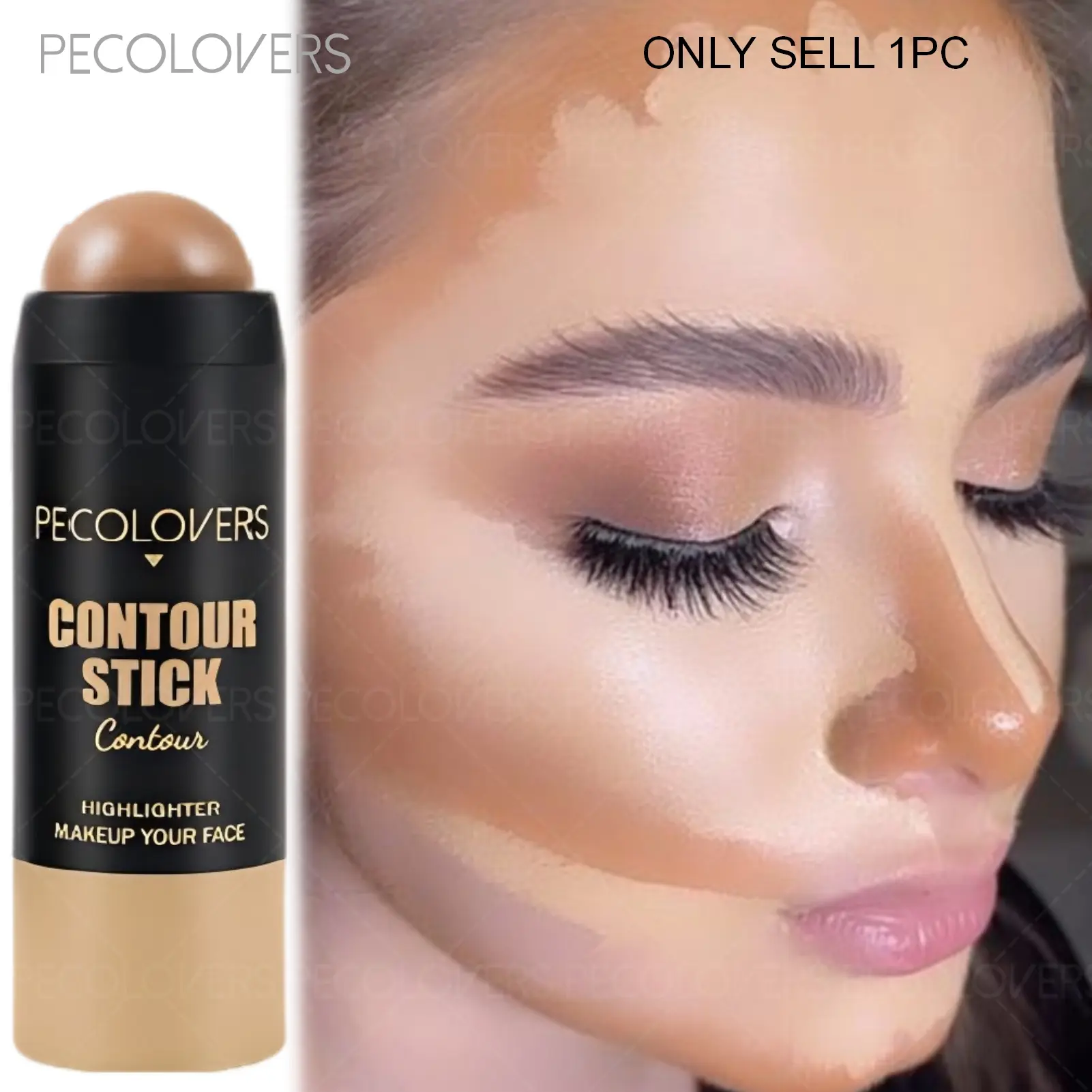 1pc Long-Lasting Waterproof Contour Stick-Three-Dimensional Contour Shaping, Smooth Texture, Complexion Is Plump & Dulness Disappears Three Dimensional Nose Bridge, Beginner-Friendly, Daily Use, Makeup Enthusiasts