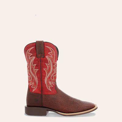 Durango Men's Shyloh Mahogany & Dynamite Red Wide Square Toe Cowboy Boots