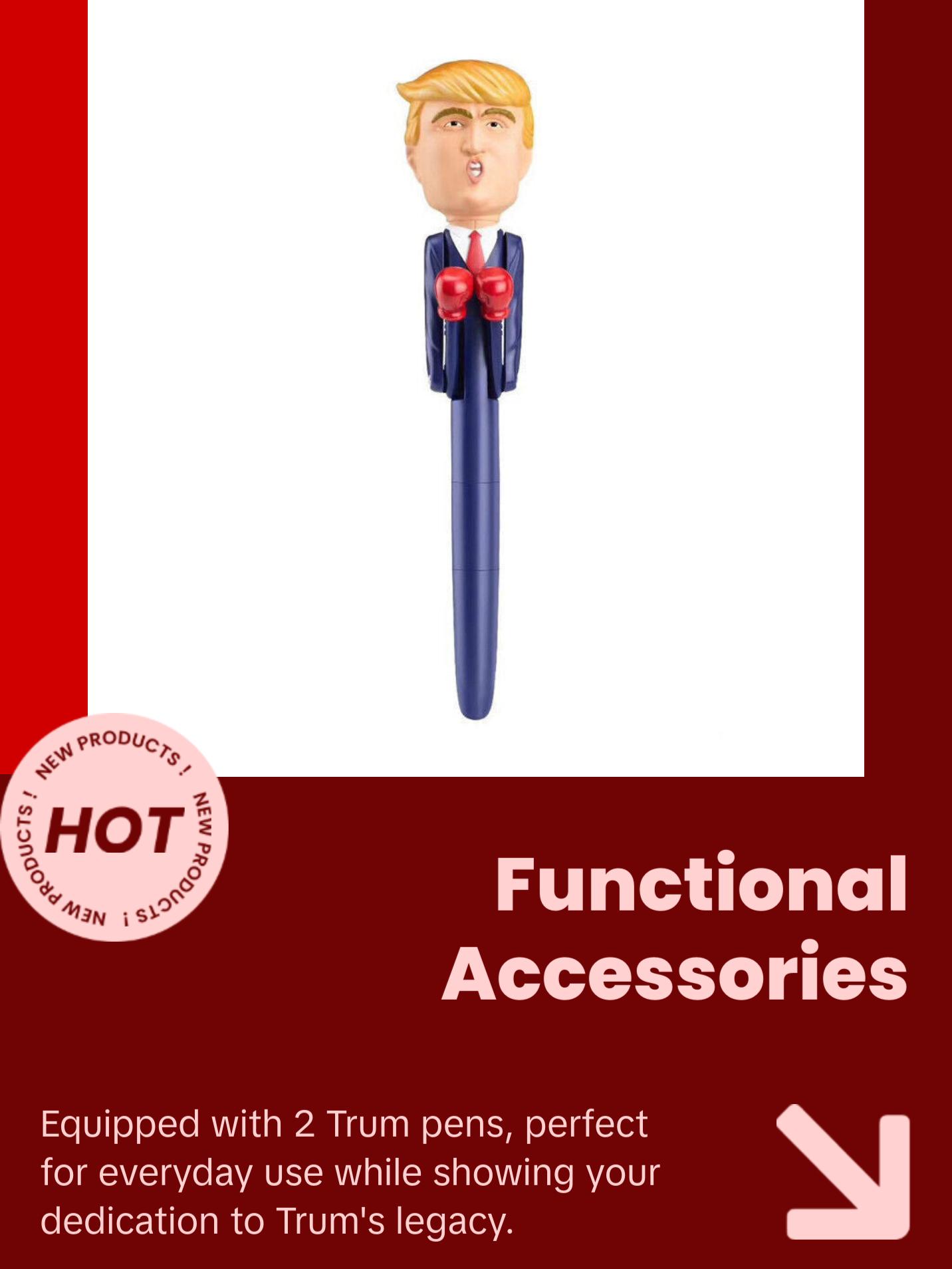 Trum 2024 All-In-One Bundle including socks, hat, banner, flag, multi-function pen, stickers, and coin