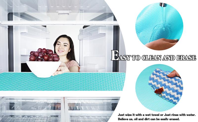 LMMAKE 4Pcs Cuttable Refrigerator Lining Mats Transparent Non Toxic Food Grade Material Easy Cleaning Nonslip Waterproof Drawer Cabinet Mats Insulated Moisture Proof Stain Resistant Coasters Fridge Accessories
