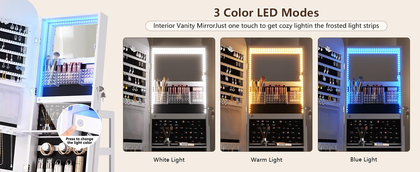 Miu Round-Corner Design Full-RGB exterior length Mirror with 360° & LED-Features, Bottom Drawer Storage, Lockable Design Brush Cabinet Decor Safety