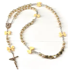 white pearl bow name rosary