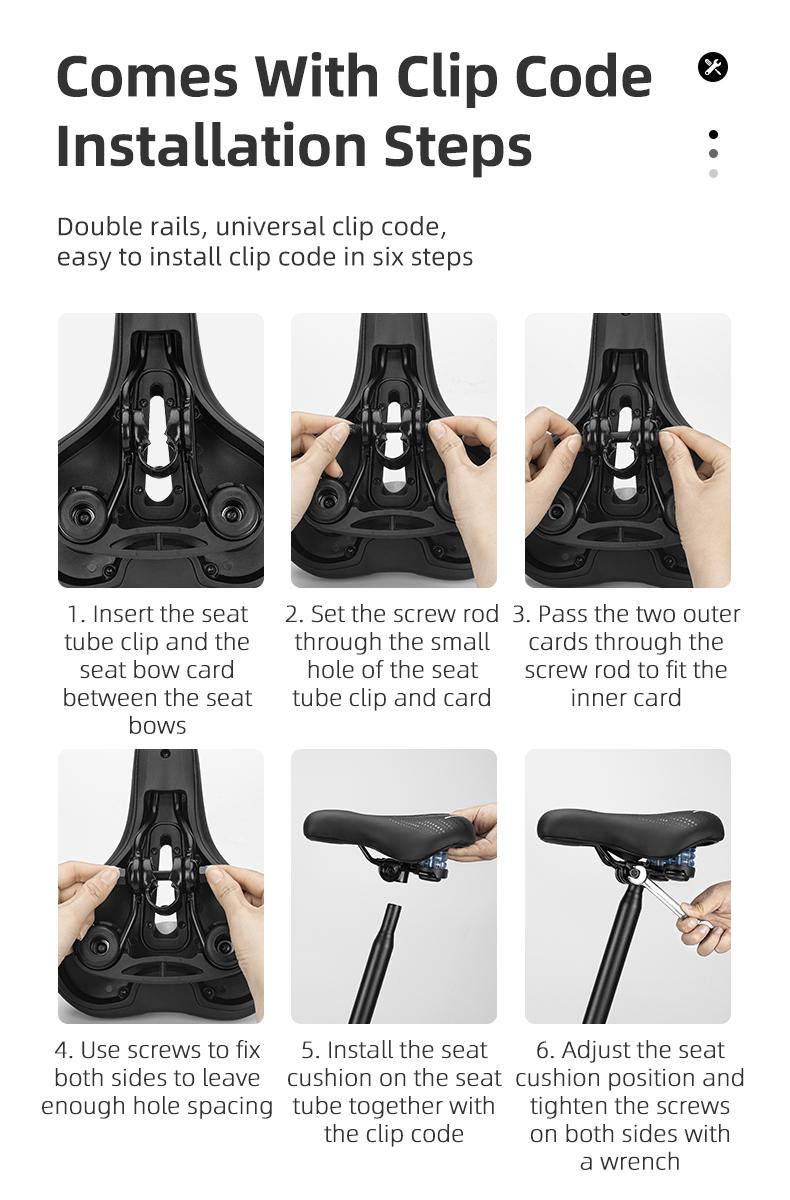 ROCKBROS Comfort Gel Bike Seat Breathable Waterproof Saddle Cruiser/Mountain/Fat Bikes