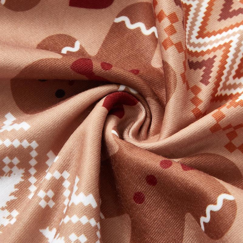 MOSSRIVER Christmas Family Matching PJs Soft Long-Sleeve Gingerbread Holiday Set Knit Baby Romper with Cookie Baking Crew Graphic Pajamas