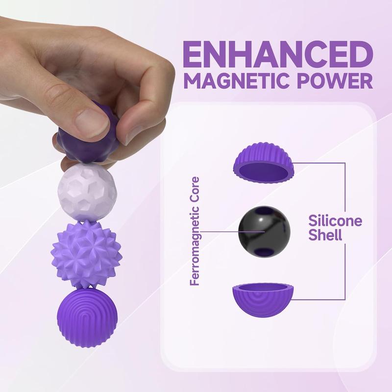 Magnetic Sensory Ball Fidget Toys for Adults&Teens, 8pcs Sensory Attraction Stress Balls with Silicone Shell to Calm Restless Hands Anxious Mind, Desk Stress Magnetic Fidget Balls for Anxiety Relief,Autism and ADHD Classroom Office