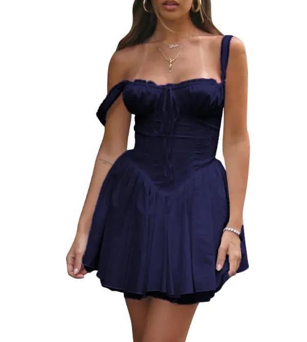 Lace-up Fishbone Suspenders Dress