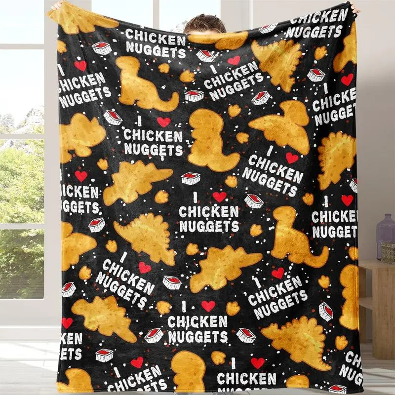 Chicken Nugget Pattern Flannel Blanket, 1 Count Soft Comfortable Throw Blanket, Warm Napping Blanket for Home Office Travel Camping Home Decor Soft And Warm