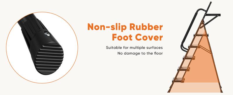 Step Ladder,  Folding Step Stool with Wide Anti-Slip Pedal, Sturdy Steel Ladder, Dual Handrail, Lightweight, Portable Steel Step Stool for Home Clean, Maintenance, House Work, Kitchen, Painting