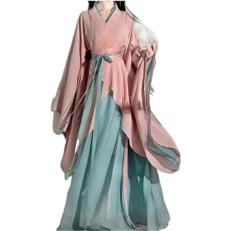 Women's Original Traditional Vintage Cotton Knitting Hanfu Dress - Long Sleeve Cute Costume for Holiday, Cosplay, Clothes, Elegant, First Communion, Photograph, Cotton Fabric, Short, Hand Wash, Soft, Baptism