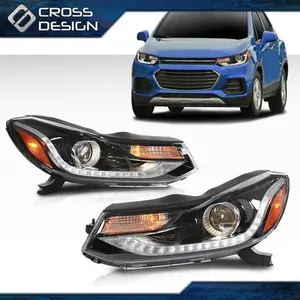 CROSSDESIGN Headlights Projector Lamp W/ LED DRL Left & Right Fit For 2017-22 Chevy Trax