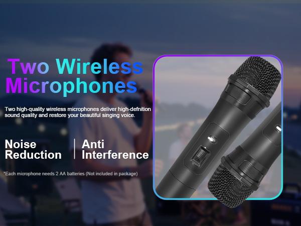 Socodox Karaoke Machine for Adults & Kids Portable Bluetooth 5.2 Speaker with 2 Wireless Microphones RGB Lights AUX USB TF AUX Home PA System for Family Party Outdoor Fun