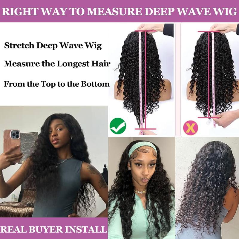 Bling Hair 6x4 Glueless Wigs Human Hair Pre Plucked Pre Cut Deep Water Wave HD Lace Front Wig Human Hair Pre Plucked For Beginners 3 Second To Wear