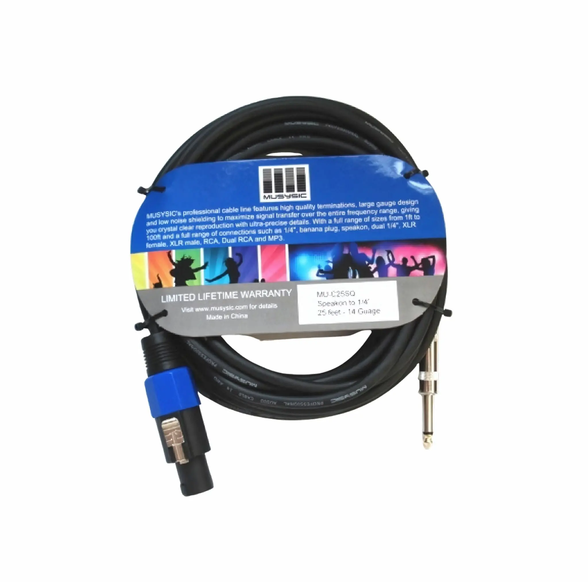 MUSYSIC® MU‑C25SQ 25ft 1/4" to Speakon 14‑Gauge Speaker Cable MUSYSIC® MU‑C25SQ 25ft 1/4" to Speakon 14‑Gauge Speaker Cable