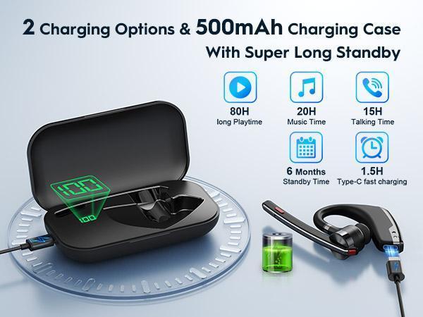 M51 Bee Bluetooth Headset V5.2 with Dual Microphones, 80 Hours Playback Time, 500mAh Charging Box, Suitable for Office and Driving, Truck Drivers M51 Bee Bluetooth Headset V5.2 with Dual Microphones, 80 Hours Playback Time, 500mAh Charging Box, Suitable for Office and Driving, Truck Drivers