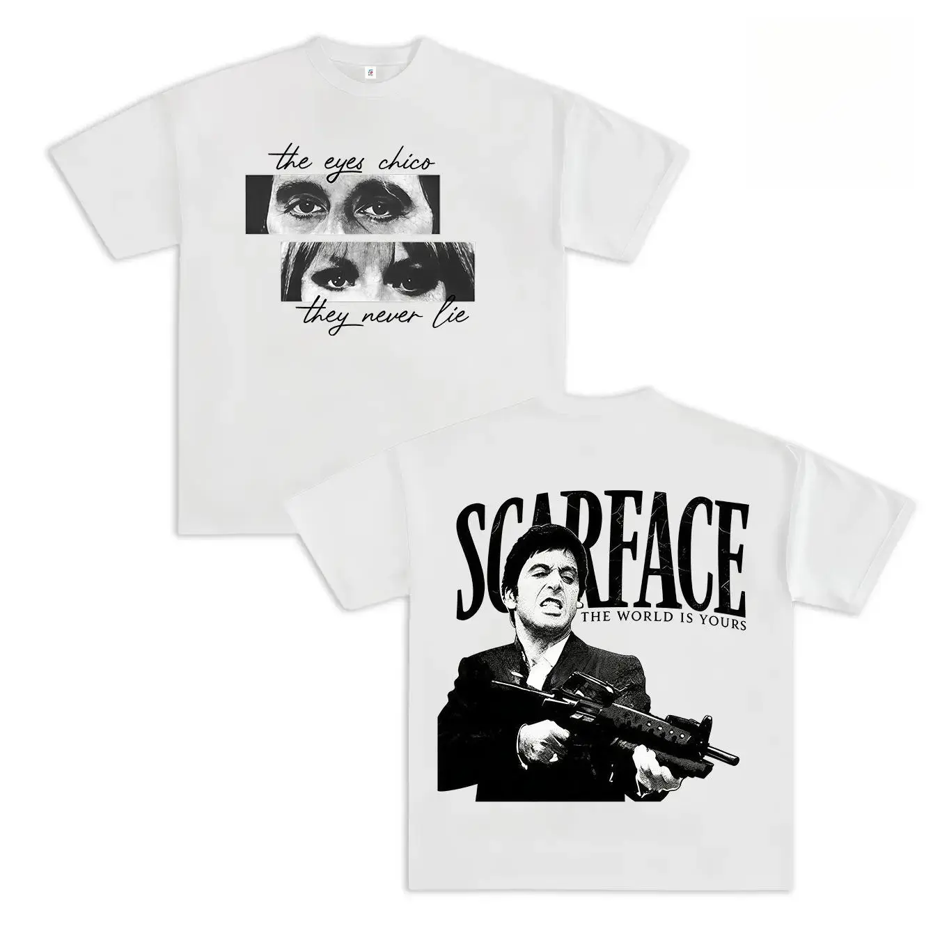 graphic print t-shirt Scarface Graphic Tee For Men Stylish Black Short Sleeve Crew Neck Summer T-Shirt Vintage Gangster Style Graphic Tee For Men Stylish Black Short Sleeve Crew Neck Summer T-Shirt Movie Inspired Streetwear Top