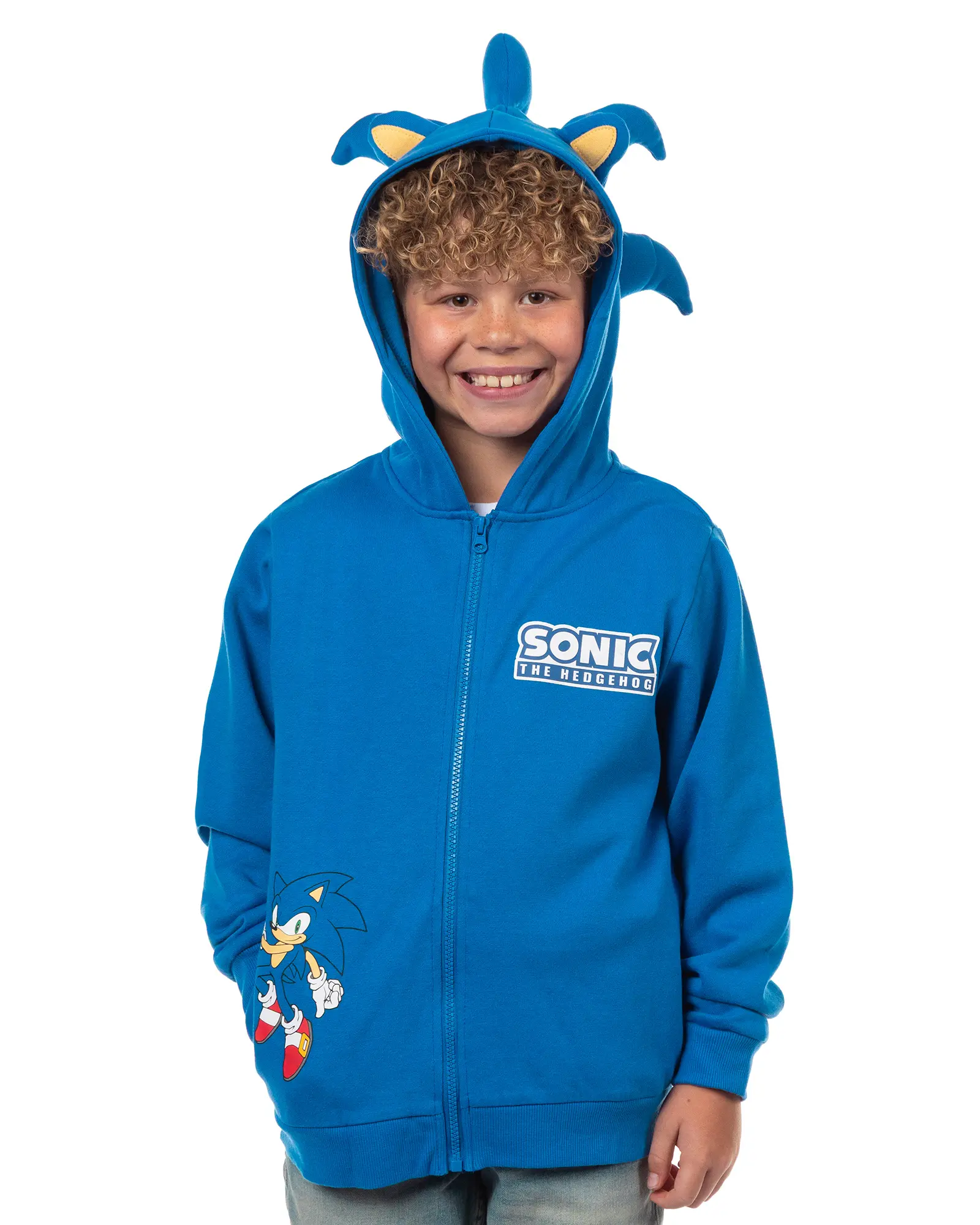 Sonic The Hedgehog Hoodie Boy's 3D Ears and Quills Character Zip Up Sweatshirt