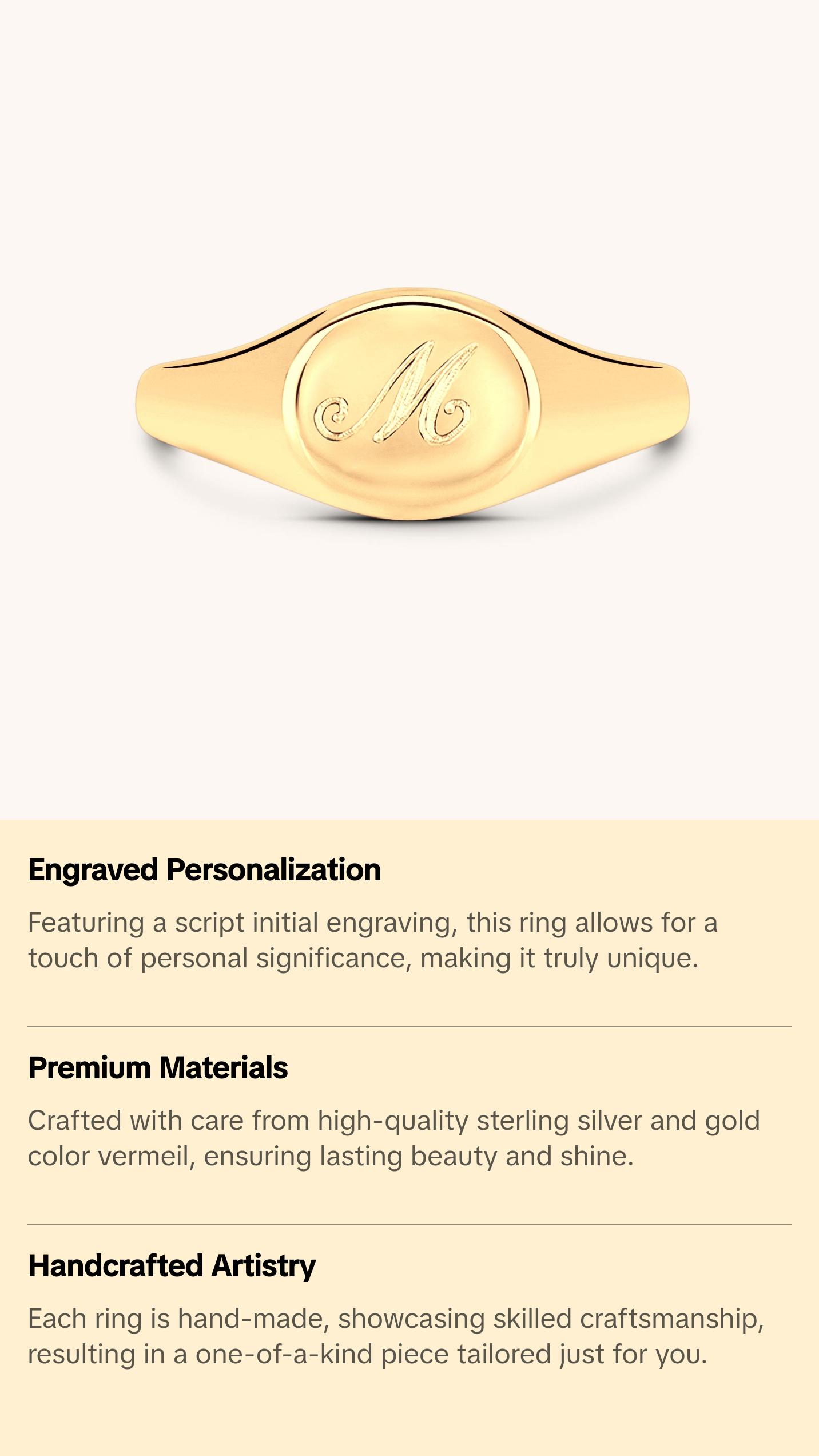 Personalized Engraved Script Small Signet Ring