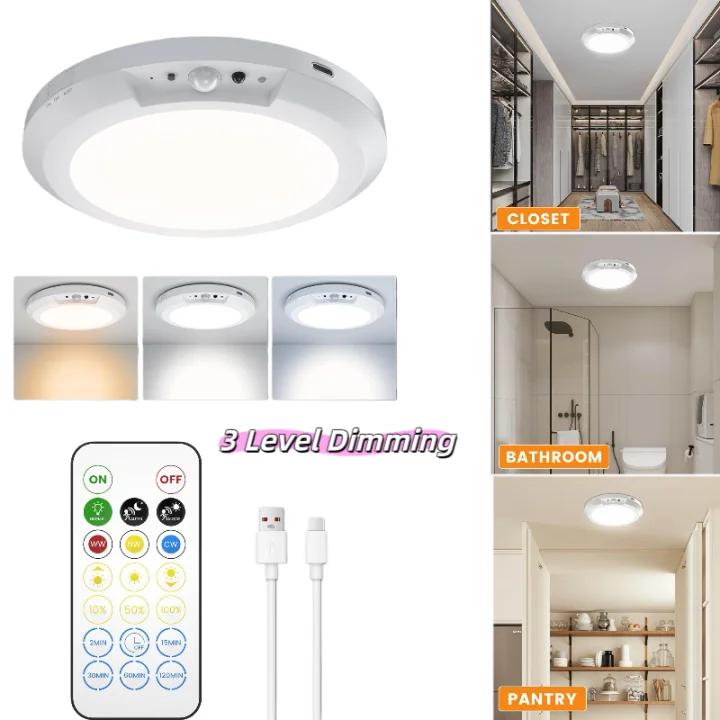 Motion Sensor Ceiling Light with Magnetic Mount, Rechargeable Battery Powered Light, Remote Control for Closet, Shed & Porch