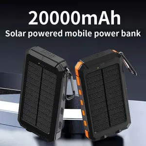 Power-Bank-Solar-Charger 20000mAh USB C & QC3.0 Fast Charging, Dual USB Port, Portable Power Bank With LED Flashlight For All Cell Phones & Electronic Devices, Outdoor Camping Travel Emergency (Orange)