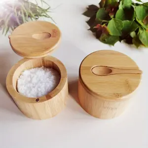1pc Moisture Resistant Wooden Salt Jar Seasoning Box|   Made of Solid Wood Material with Simple and Elegant Aesthetic, Translation Opening Magnetic Suction Design Saves Space and is Stacked for Storage