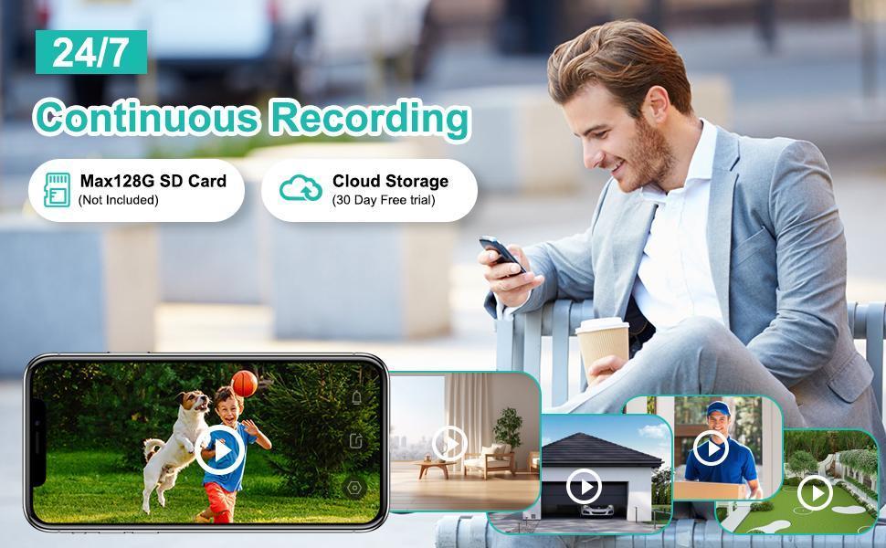 Hawkray Infrared night vision 5G and 2.4GHz wireless indoor/outdoor security camera with night vision, motion detection, 360° remote viewing, and real-time alerts Light bulb Cord