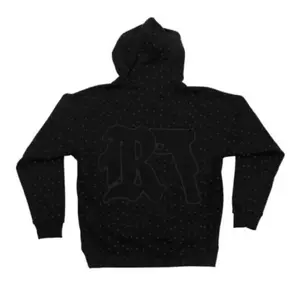 2025 European Men's Printing Dark Black Series Youth Trend Long-Sleeve Casual Hooded Pullover Sweatshirts Tops with "No Risk No Reward" Design