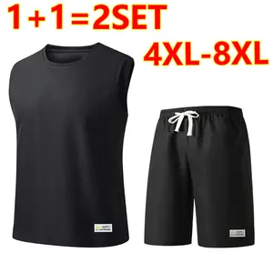 New Summer Men’s Super Loose Waffle Fabric Set, Quick-Dry Plus Size T-Shirt + Breathable Plus Size Shorts, Elastic Waistband, Extra-Wide Fit Design, Suitable for Daily Work and Outdoor Sports