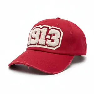 1913 Delta Sigma Theta Crimson Distressed Chenille Cap