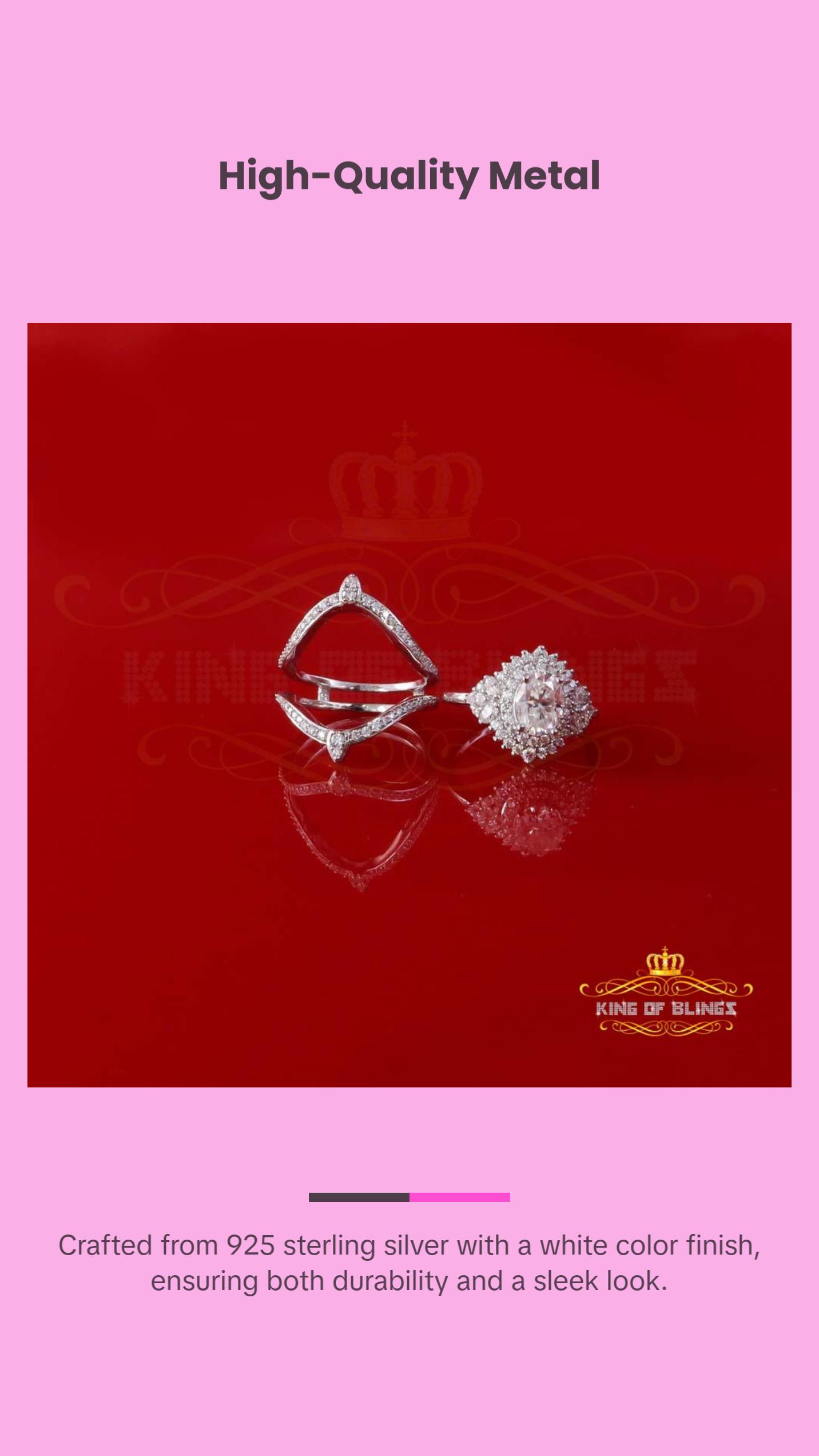 King Of Blings Solitaire Enhancer Guard Wrap Ring Insert SZ7 925 White Silver 3CT Moissanite