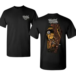 Worked To Death Wildland Firefighter Chainsaw T-Shirt, Firefighter Skull Logging Graphic Tee, Wildland Fire Crew Shirt, Forestry Firefighter Tee, Firefighter Chainsaw Shirt