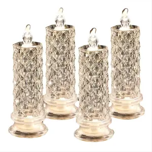 Rose Shadow LED Flameless Candles, 4PCS Romantic Battery Operated Candles Led Pillar Candles for Valentines