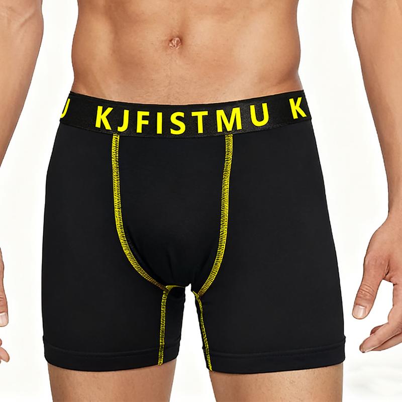 12/8/4 Pack Men's Boxer Briefs - Solid Color with Fine Stripe Design, Men's Long Boxer Briefs (Breathable Polyester Blend, Comfortable Fit, Machine Washable, Random for Teens and Adults) - KJFISTMU Basketball and Cycling Protective Denim